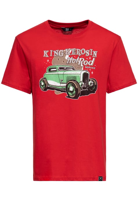 King Kerosin Herren T-Shirt Hotrod Service rot - Image 1