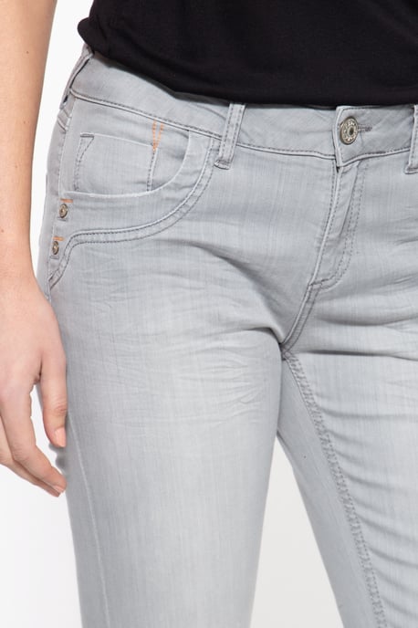 Amor, Truth & Trust Damen ATT JEANS Slim Fit Jeans mit offenen Kanten am Saum Leoni grau - Image 3