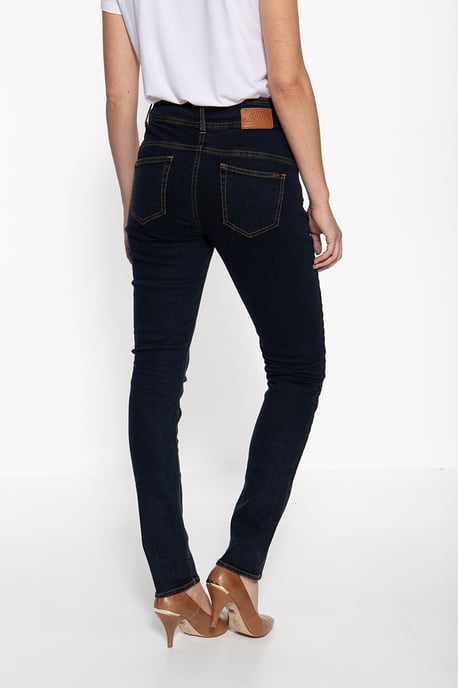 Amor, Truth & Trust Damen Slim Fit Jeans mit kontrastierdenden Absteppungen Chloe dunkelblau - Image 3