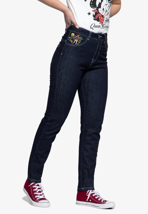 Queen Kerosin Damen High Waist Jeanshose blau - Image 2