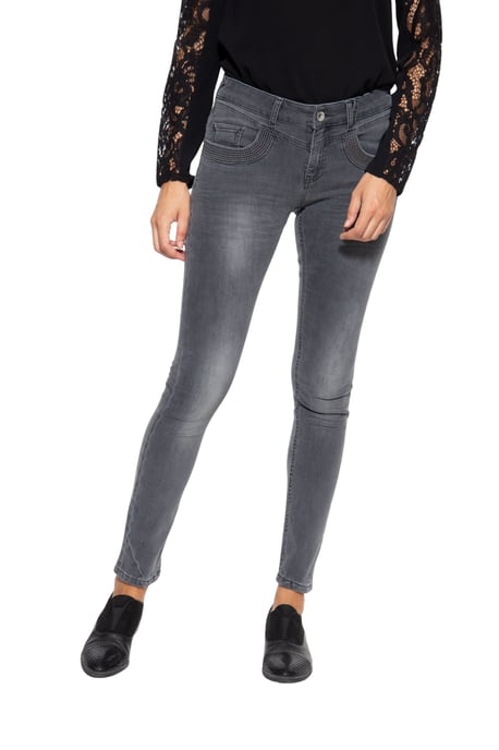 Amor, Truth & Trust Damen ATT JEANS Damen 5-Pocket Jeans mit Strukturstickerei am Tascheneingriff Venus grau - Image 1