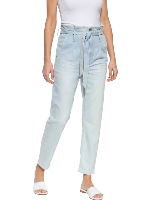 Amor, Truth & Trust Damen ATT JEANS Damen Jeans im Paperbag-Design mit Streifenmuster Moon hellblau - Image 1