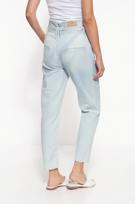 Amor, Truth & Trust Damen ATT JEANS Damen Jeans im Paperbag-Design mit Streifenmuster Moon hellblau - Image 3