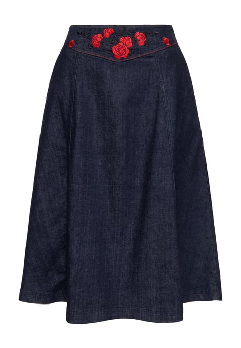 Queen Kerosin Damen Western Swingrock Roses Denim - Image 1