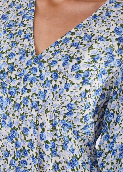 Blaues Midikleid mit Blumenmuster aus Viskose - Image 2