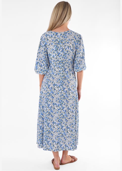 Blaues Midikleid mit Blumenmuster aus Viskose - Image 4
