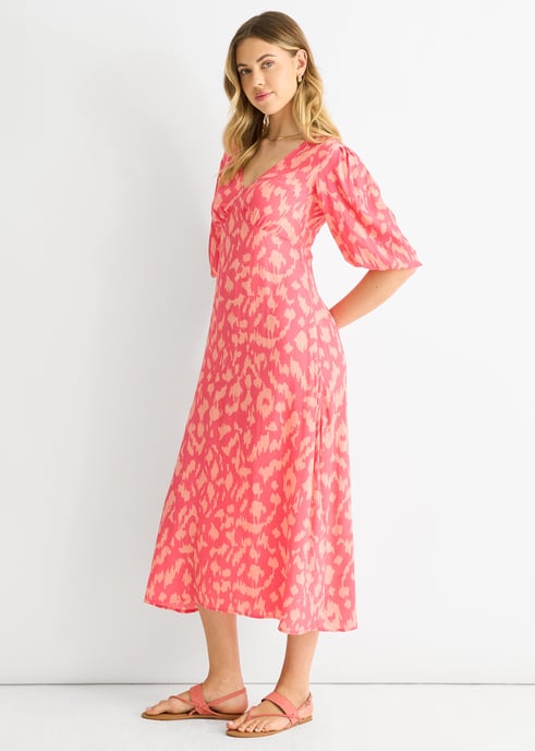 Rosa Viskose-Midikleid mit Tiermuster - Image 3