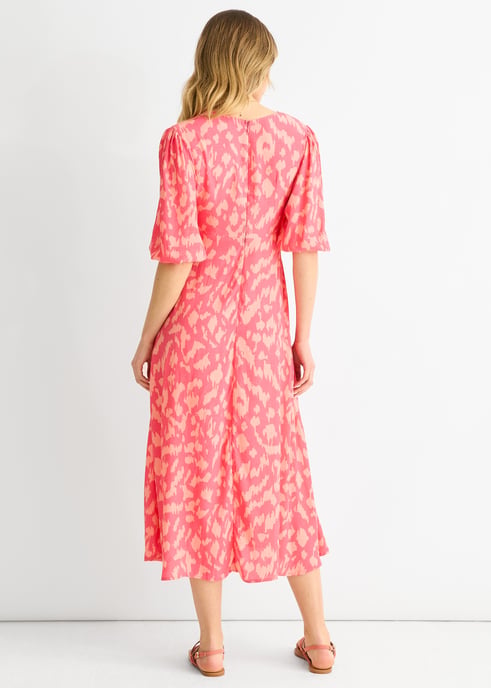 Rosa Viskose-Midikleid mit Tiermuster - Image 4