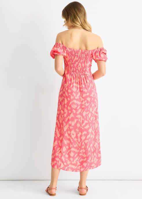 Pinkes Viskose-Midikleid mit Tiermuster und quadratischem Ausschnitt - Image 4
