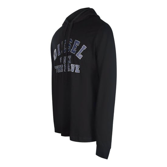 Diesel – Schwarzes T-Shirt mit Kapuze und Logo „Only The Brave“ - Image 1