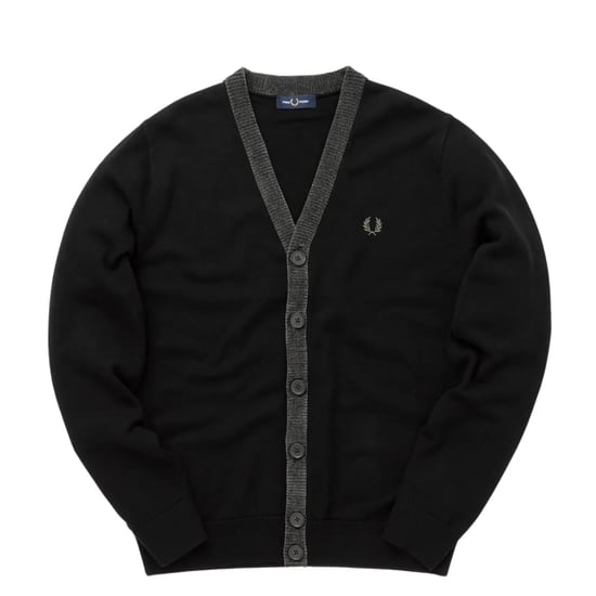 Fred Perry - Schwarze Strickjacke Aus Chenille Mit Knopfleiste - Image 1