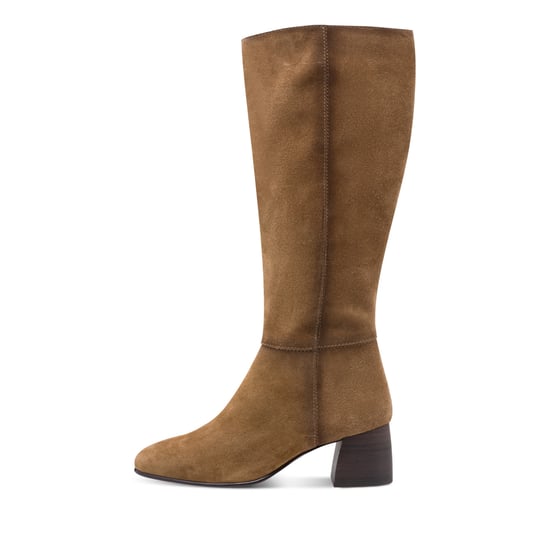Tamaris Damen Reitstiefel aus Leder mit kniehohem Absatz, Kamelbraun - Image 4