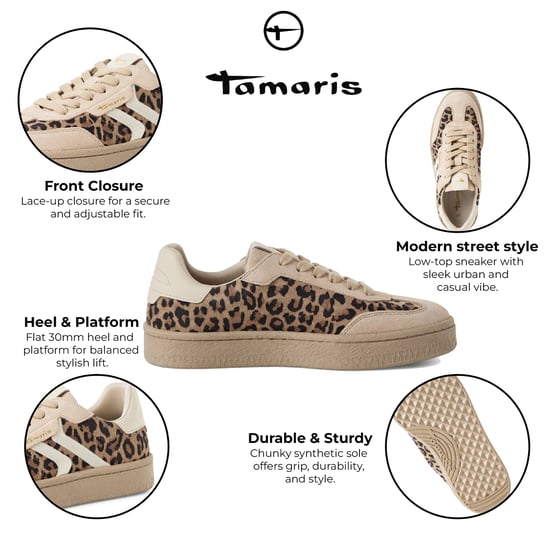 Tamaris Damen Leopard Braun Wildleder Fashion Schnürschuhe - Image 2