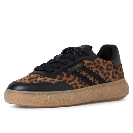 Tamaris Damen Leopard Schwarz Leder Fashion Stripe Schnürschuhe - Image 3