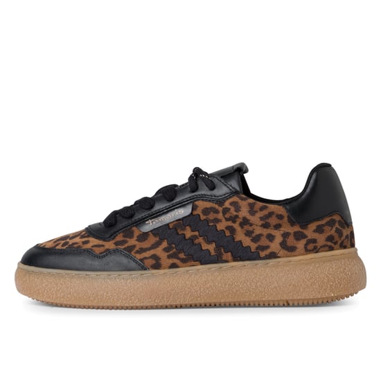 Tamaris Damen Leopard Schwarz Leder Fashion Stripe Schnürschuhe - Image 4