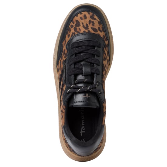 Tamaris Damen Leopard Schwarz Leder Fashion Stripe Schnürschuhe - Image 5