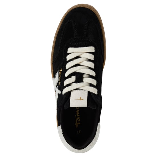 Tamaris Damen Schwarz Weiß Fell Wildleder Mode Schnürschuhe - Image 6