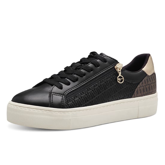 Tamaris Damen Schwarz Gold Kunstleder Fashion Schnürschuhe - Image 3