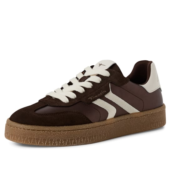 Tamaris Damen Braun Weiß Wildleder Mode Schnürschuhe - Image 3