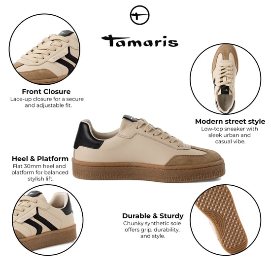 Tamaris Damen Beige Wildleder Fashion Schnürschuhe - Image 2
