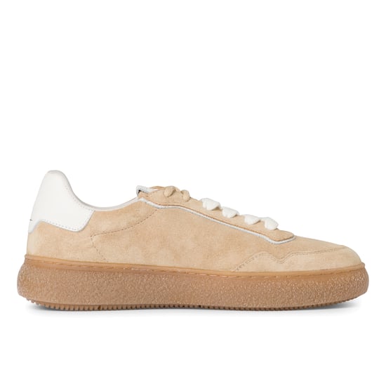 Tamaris Damen Beige Weiß Leder Fashion Stripe Schnürschuhe - Image 1