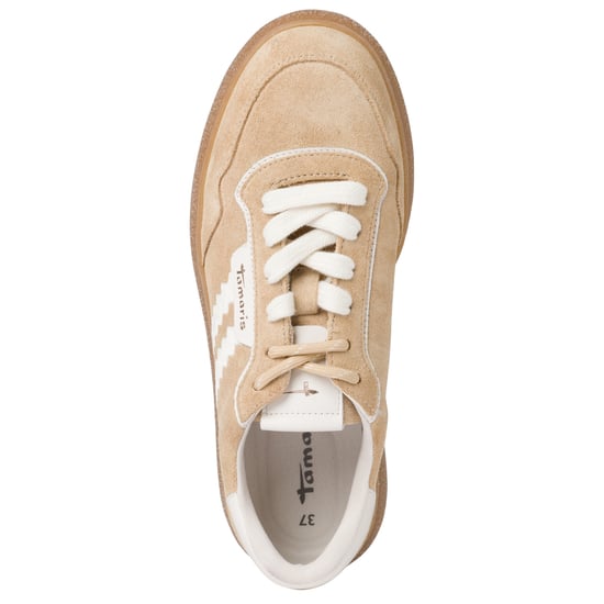 Tamaris Damen Beige Weiß Leder Fashion Stripe Schnürschuhe - Image 5