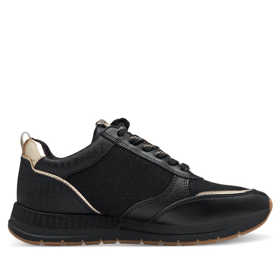 Tamaris Damen Schwarz Gold Fashion Schnür-Sneaker mit Reißverschluss - Image 1
