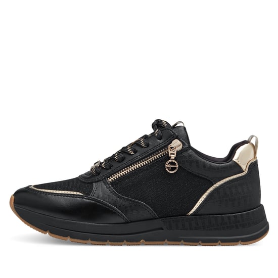 Tamaris Damen Schwarz Gold Fashion Schnür-Sneaker mit Reißverschluss - Image 4
