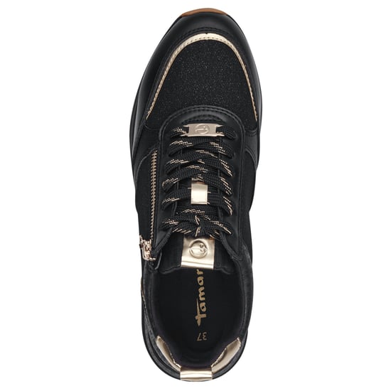 Tamaris Damen Schwarz Gold Fashion Schnür-Sneaker mit Reißverschluss - Image 5