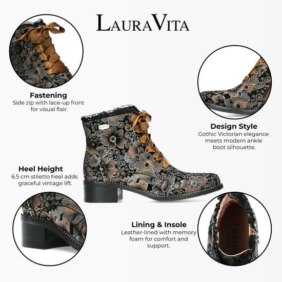 Laura Vita Emcmao-45 Damenstiefeletten im Gothic-viktorianischen Stil aus Leder mit Knöchelabsatz, Braun - Image 2