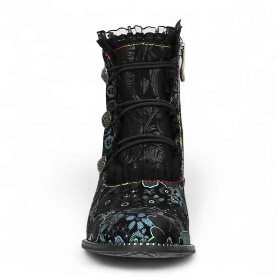 Laura Vita Elcodieo 224 Damenstiefel mit blauem Blumenmuster im gotischen viktorianischen Stil aus Leder mit Knöchelabsatz - Image 5