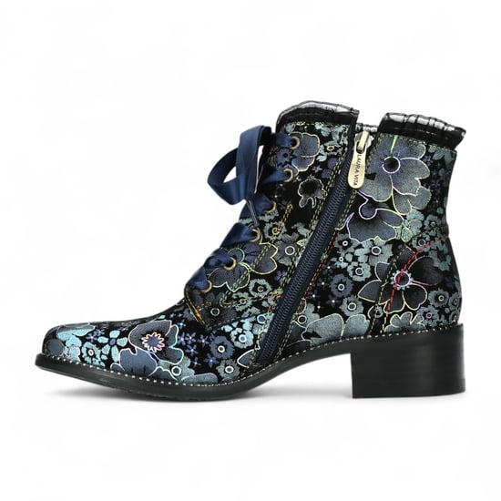Laura Vita Emcmao-45 Damenstiefel mit blauem Blumenmuster im gotischen viktorianischen Stil aus Leder mit Knöchelabsatz - Image 4
