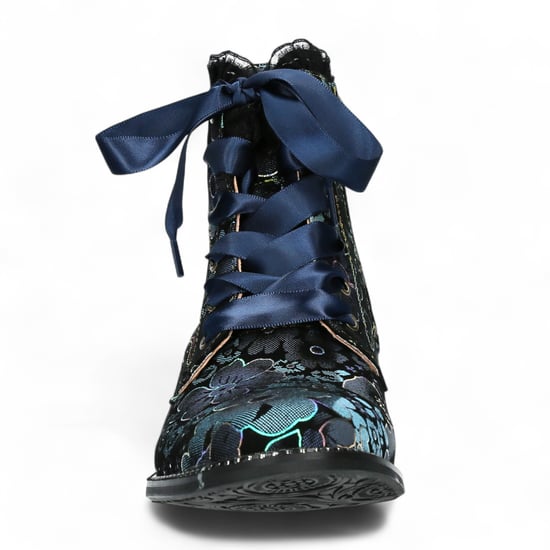 Laura Vita Emcmao-45 Damenstiefel mit blauem Blumenmuster im gotischen viktorianischen Stil aus Leder mit Knöchelabsatz - Image 5