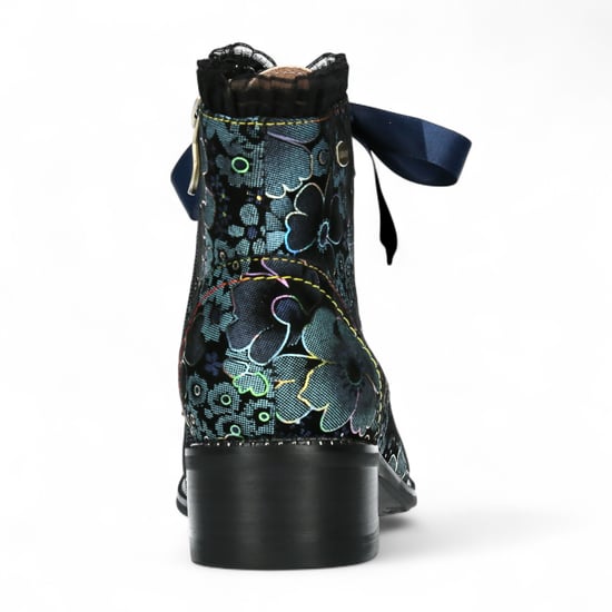 Laura Vita Emcmao-45 Damenstiefel mit blauem Blumenmuster im gotischen viktorianischen Stil aus Leder mit Knöchelabsatz - Image 6