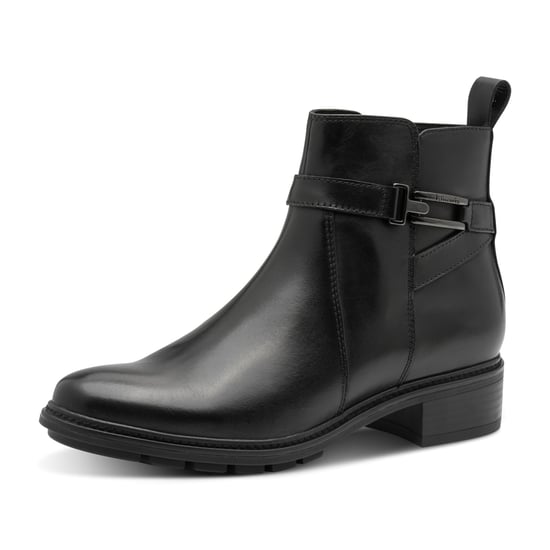 Tamaris Damen Biker-Stiefeletten aus schwarzem Leder mit Schnalle und Reißverschluss - Image 3
