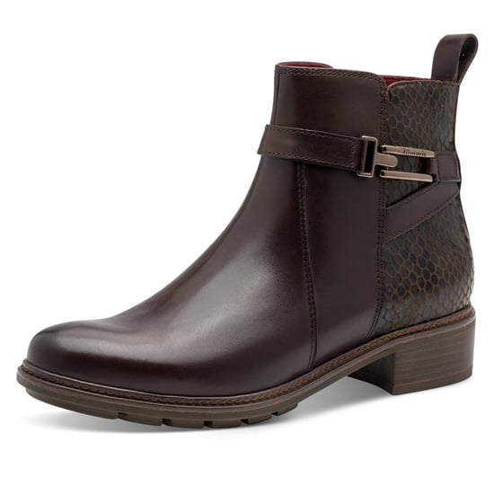 Tamaris Damen Mocca-braune Leder-Bikerstiefeletten mit Schnalle und Reißverschluss - Image 3