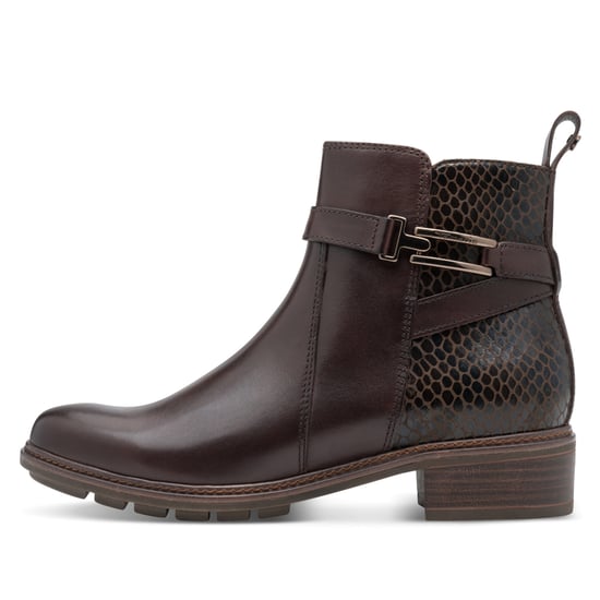 Tamaris Damen Mocca-braune Leder-Bikerstiefeletten mit Schnalle und Reißverschluss - Image 4