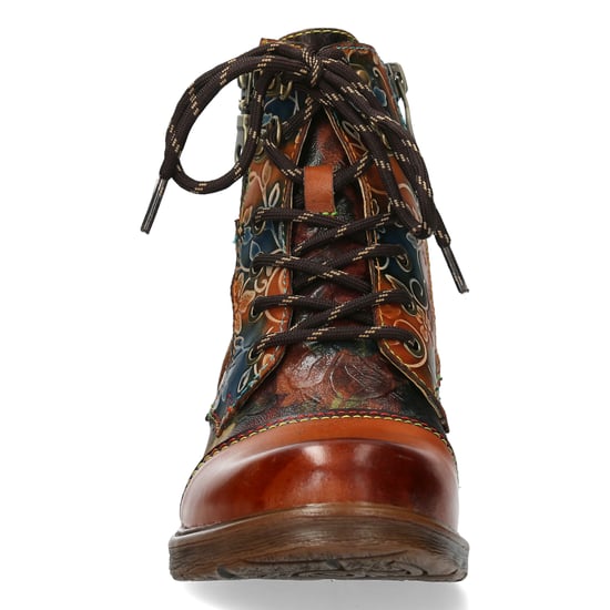 Laura Vita Anita 006 Kamelbraun Floral Damen Gothic Viktorianische Leder Stiefeletten - Image 4