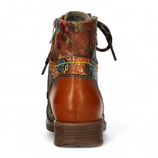 Laura Vita Anita 006 Kamelbraun Floral Damen Gothic Viktorianische Leder Stiefeletten - Image 6