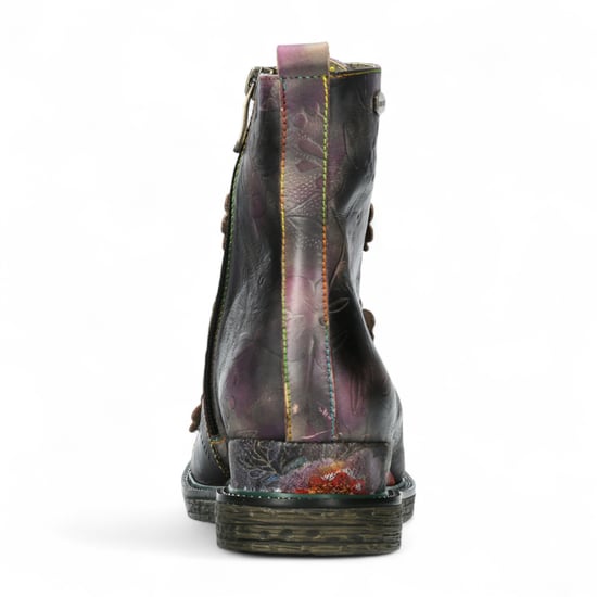 Laura Vita Ercnaulto 212 Grau geblümte Damenstiefel im Gothic-viktorianischen Stil aus Leder mit Knöchelabsatz - Image 6