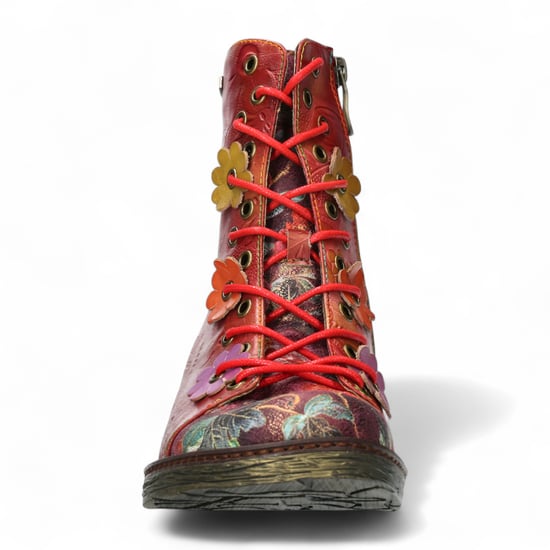 Laura Vita Ercnaulto 212 Rote Blumen Damen Gothic Viktorianische Lederstiefel mit Knöchelabsatz - Image 5