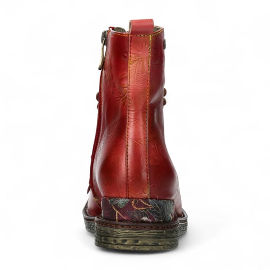 Laura Vita Ercnaulto 212 Rote Blumen Damen Gothic Viktorianische Lederstiefel mit Knöchelabsatz - Image 6