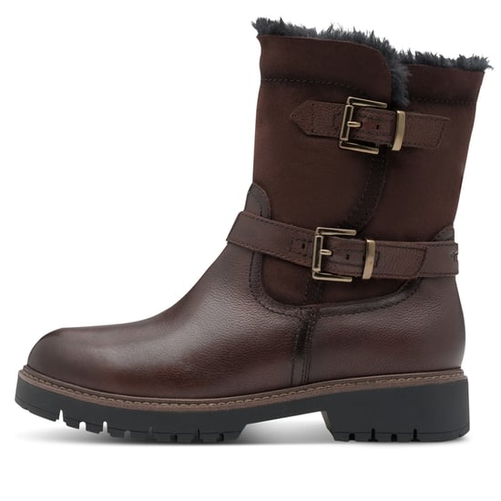 Tamaris Damen Winter Mocca Braun Leder Schnalle Reißverschluss Biker Stiefeletten - Image 4