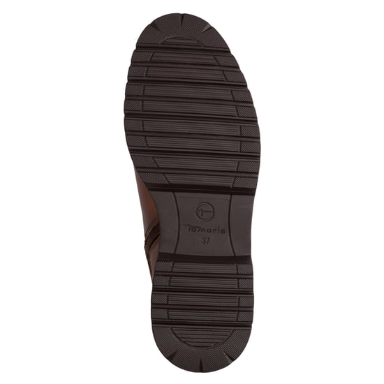 Tamaris Damen Winter Cognac Tan Braun Leder Schnalle Reißverschluss Biker Stiefeletten - Image 6