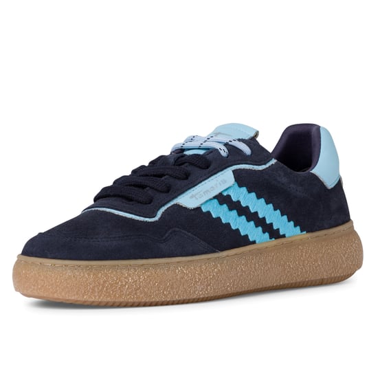 Tamaris Damen Marineblaue Leder Fashion Stripe Schnür-Sneakers - Image 3