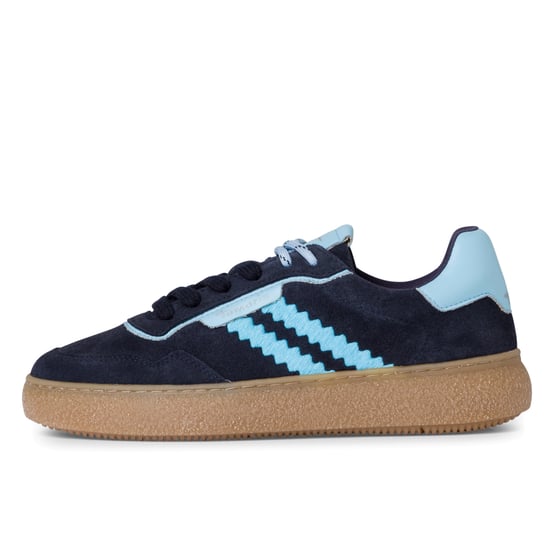 Tamaris Damen Marineblaue Leder Fashion Stripe Schnür-Sneakers - Image 4