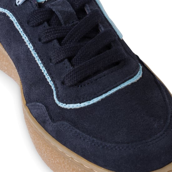 Tamaris Damen Marineblaue Leder Fashion Stripe Schnür-Sneakers - Image 6