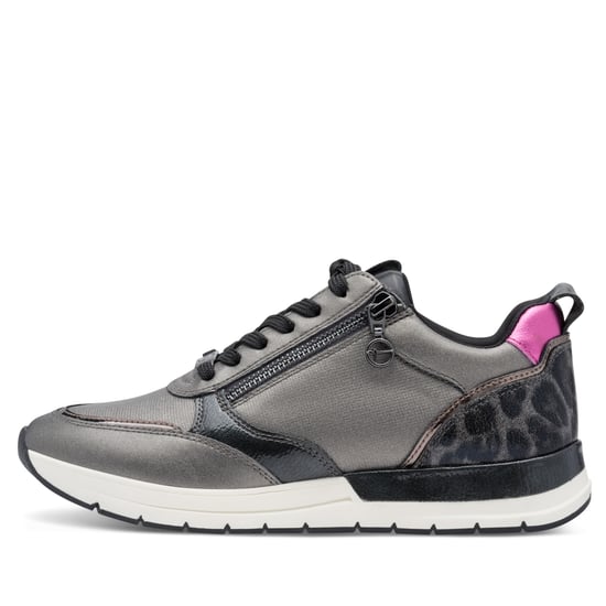 Tamaris Damen Pewter Silver Pink Fashion Schnür-Sneaker mit Reißverschluss - Image 4