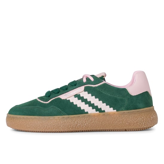 Tamaris Damen Grün Rosa Leder Fashion Stripe Schnür-Sneakers - Image 4