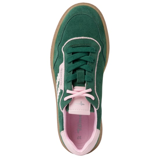 Tamaris Damen Grün Rosa Leder Fashion Stripe Schnür-Sneakers - Image 5